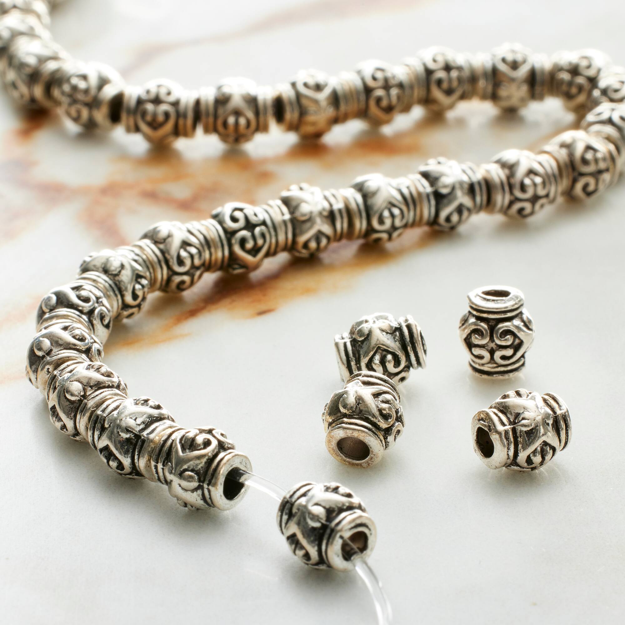 Antique Silver Metal Rondelle Beads, 7mm by Bead Landing™